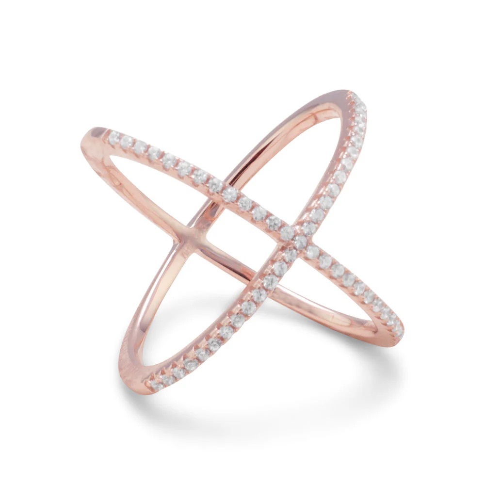 Elegant Rose Gold Crossover Ring